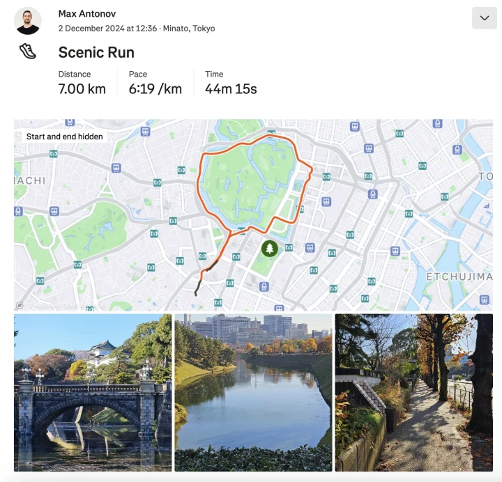 Scenic Run around Imperial Gardens in Tokyo