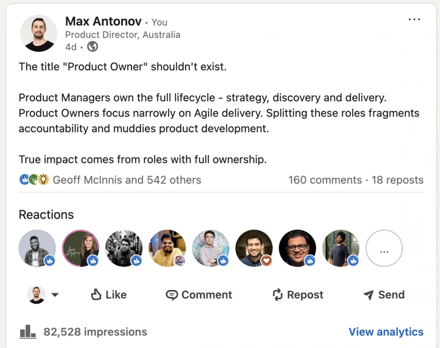 The title "Product Owner" shouldn't exist